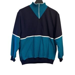 Blast Vintage Quarter Zip Color Block Pullover Sweatshirt